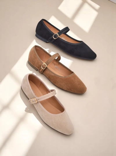 Royalfashion Women's eco-suede ballet flats with strap Ernie