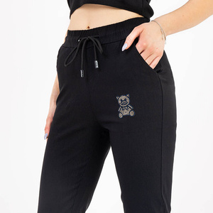 Women's black fabric pants - Clothing