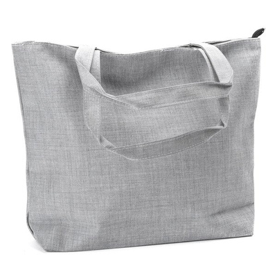 Gray Bag with Building - Handbags