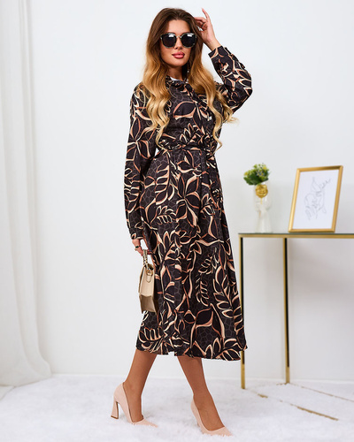 Royalfashion Black and light brown patterned women's maxi dress