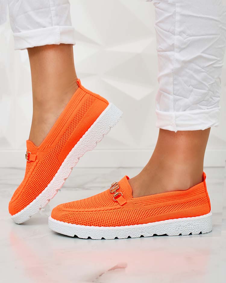 Royalfashion Женские тканевые мокасины с золотым украшением Erticae