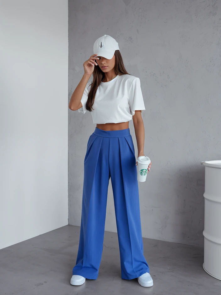 Royalfashion Wide women's trousers with pleats