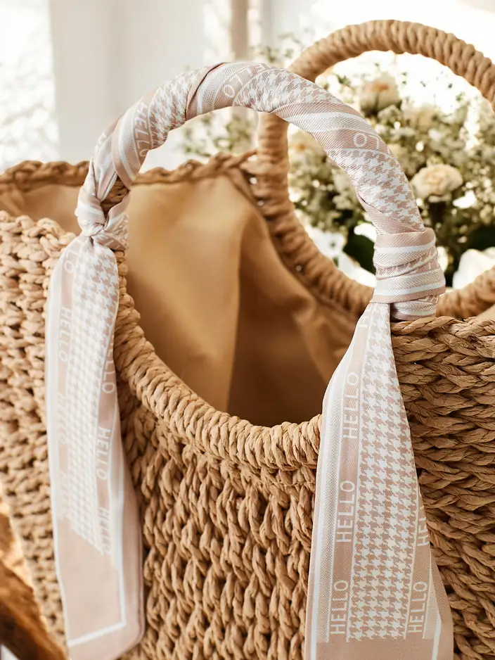 Royalfashion Large straw handbag for women