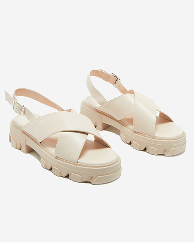 Beige women's sandals with a thick sole Denidas - Shoes