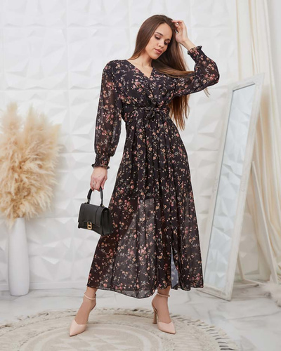 Royalfashion Black patterned women's maxi dress