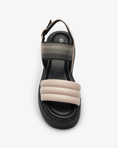 Beige and black women's sandals on a thicker sole Uvino- Footwear