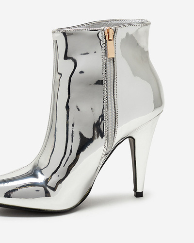 Silver lacquered stiletto boots Macalli- Footwear