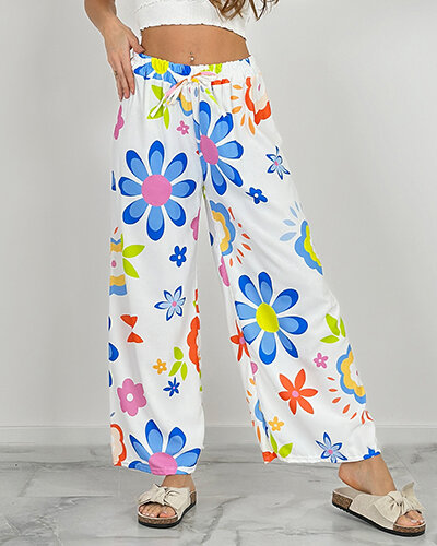 Royalfashion Women's wide floral fabric pants