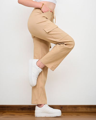 Royalfashion Beige Women's Wide Cargo Pants