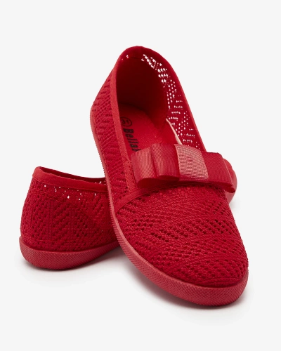 Girls' bow sneakers in red color Lolisa - Footwear