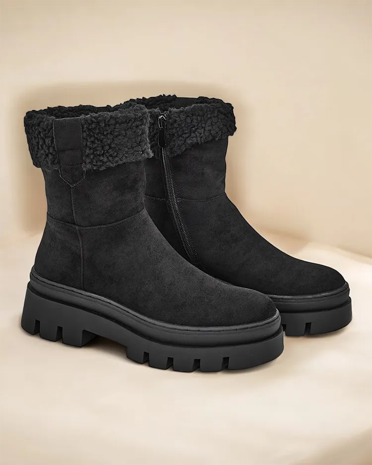 Royalfashion Eco antilopa sieviešu zābaki ar bārdu Ippoli