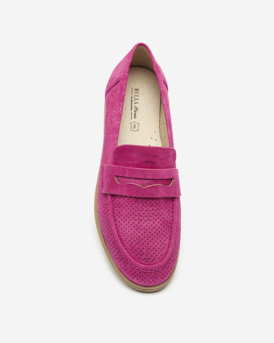 Fuchsia openwork women's moccasins with shiny finish Idesa - Footwear