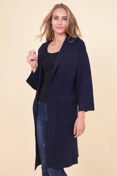 Navy hooded cardigan sweater - Clothing
