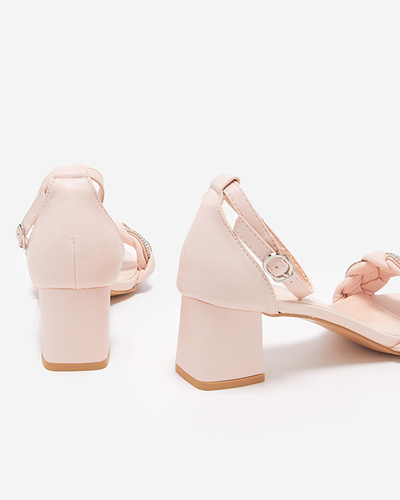 Beige and pink women's sandals on the post Marienka - Shoes