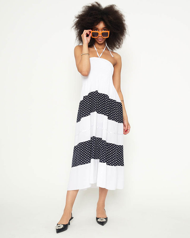 White polka dot maxi skirt PLUS SIZE - Clothing