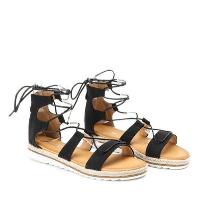 Czarne sandały z wiązaniem wokół kostki Rachela - Obuwie