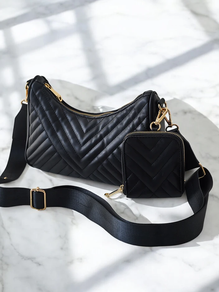 Royalfashion Maza sieviešu quilted rokassoma ar maku