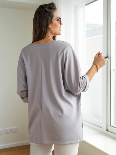 Royalfashion Sieviešu viskozes blūze ar akmens ieskatiem