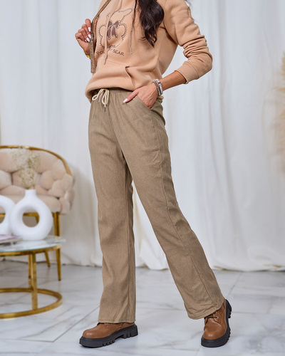 Royalfashion Khaki women's corduroy fabric pants