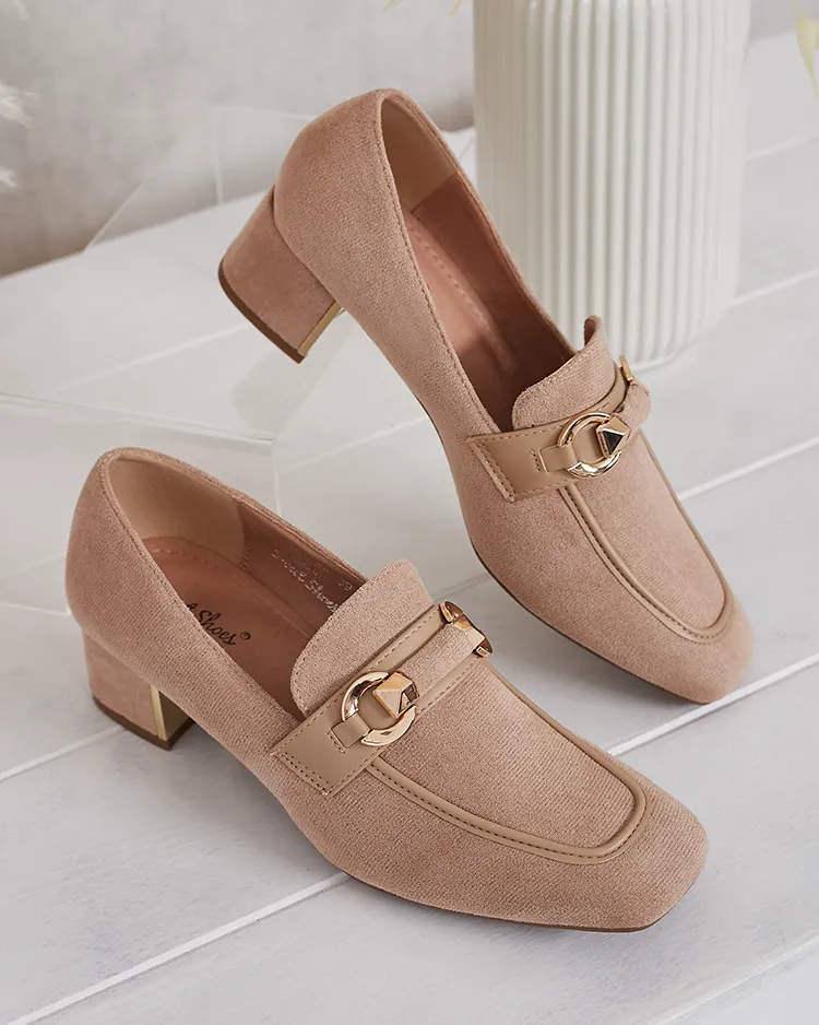 Royalfashion Elegant women's moccasins on a low post Orino