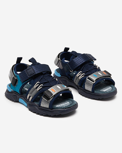 Navy blue children's sandals with Velcro Meteris - Footwear