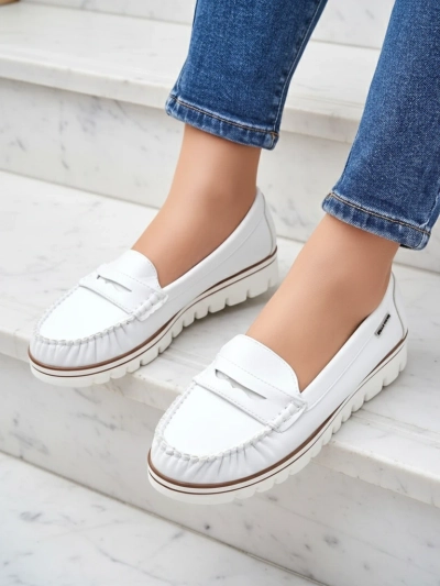 White Eleganza Moccasins from the Spring Collection