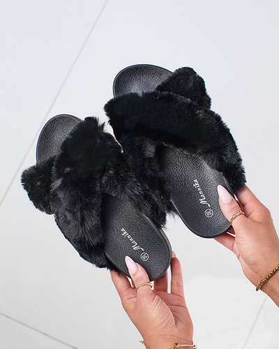 Slippers with fur in black Mashte - Footwear