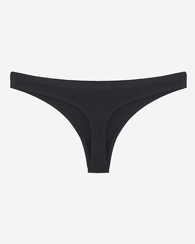 Black women's openwork thong panties - Underwear