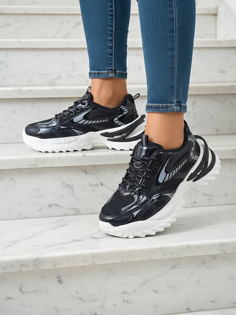 Royalfashion Women's sports sneakers on a thicker sole Nettes