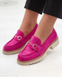 Fuchsia openwork women's moccasins with chain Imerila - Footwear