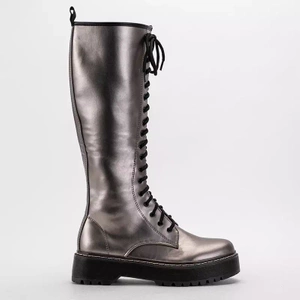 OUTLET Graphite women's boots with ties Darikos - Footwear