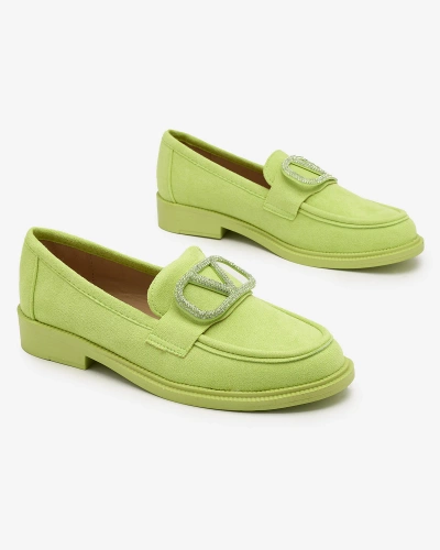 Royalfashion Women's lime green moccasins with ornament Fogras