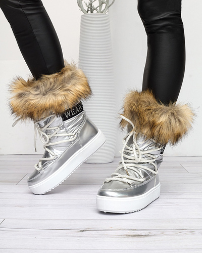 Women's silver lacquered snow boots Fursav - Footwear