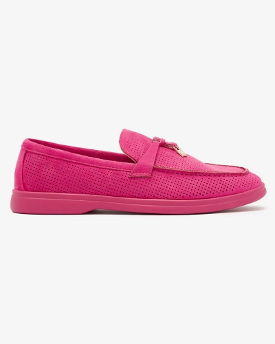 Women's openwork moccasins with gold embellishment in fuchsia Sulewia- Footwear