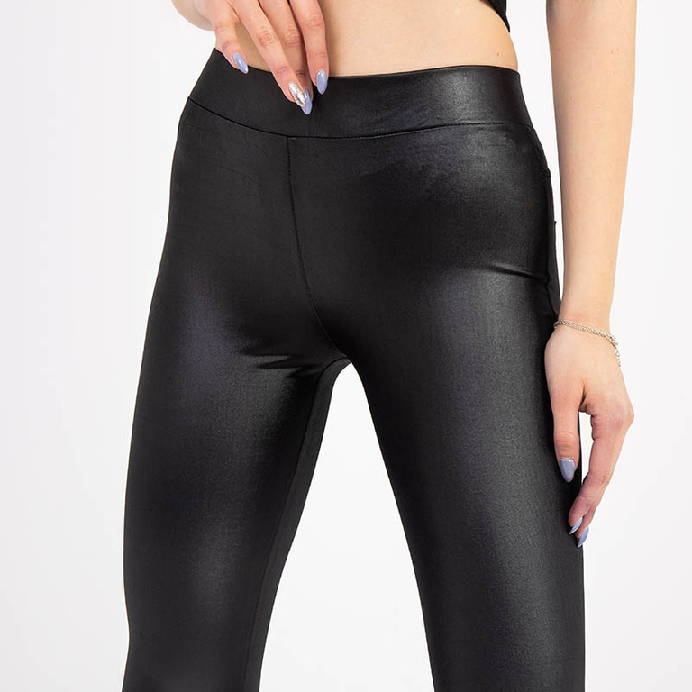Sieviešu melni eko-ādas treggingi - Apģērbs