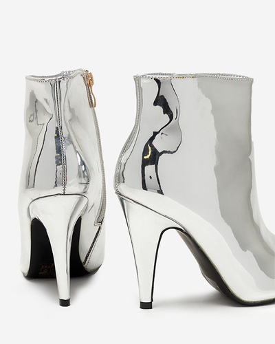 Silver lacquered stiletto boots Macalli- Footwear