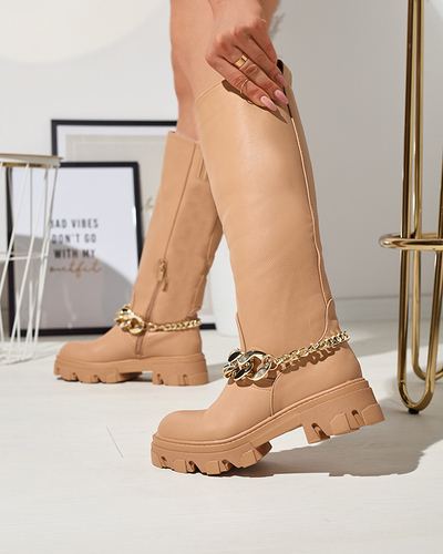 Sieviešu brūni zābaki ar ķēdīti Sudzi- Shoes