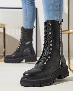 Black women's high worker boots Serisis- Footwear