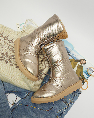 Pink-gold women's shoes a'la snow boots Tirigga- Footwear