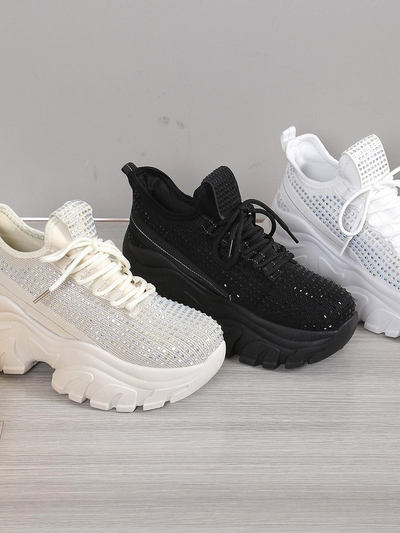 Royalfashion Women's sporty sneakers with rhinestones Blysco