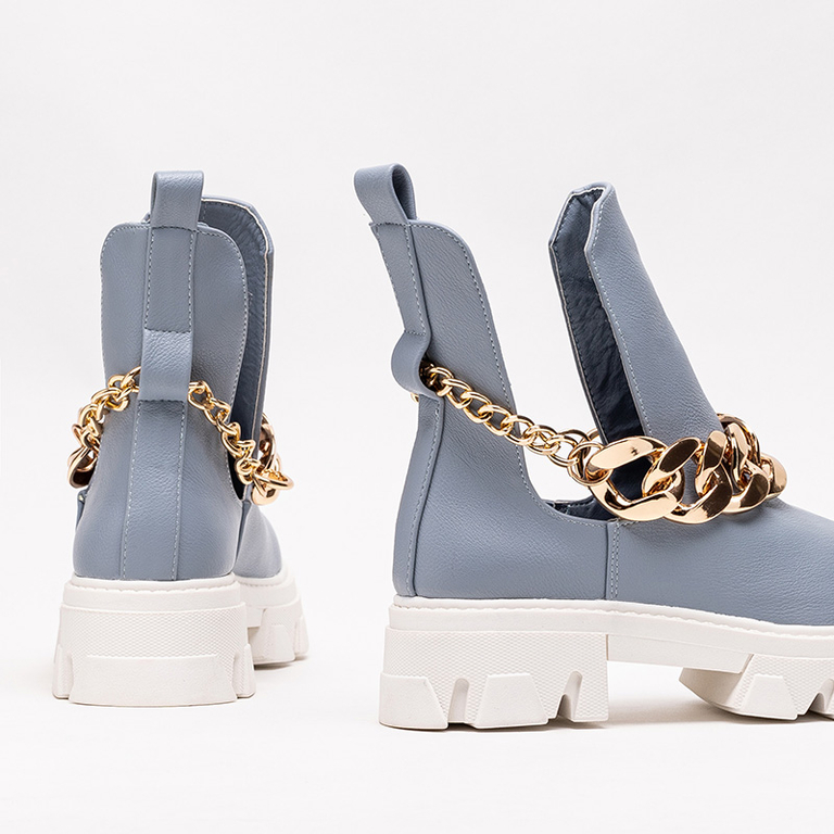 Blue women's boots with chain Tenkay - Footwear