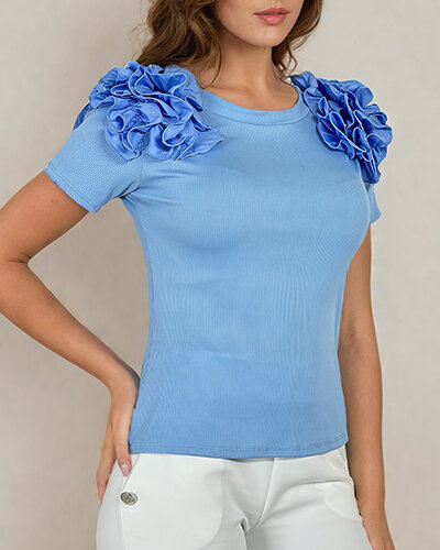 Royalfashion Pieguļoša sieviešu blūze ar ribām