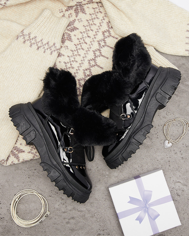 Черные женские сапоги на шнуровке Fentes- Footwear