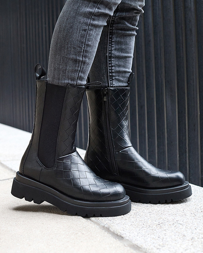 Black women's boots with embossing Ahetto- Footwear