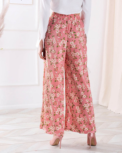 Women's pink floral fabric pants - Clothing