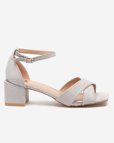 Gray women's sandals on a low square post Cefernia - Footwear