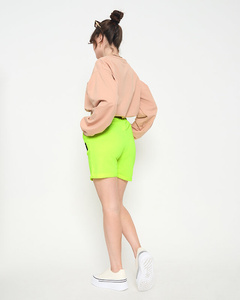 Neon yellow women's shorts above the knee - Clothing