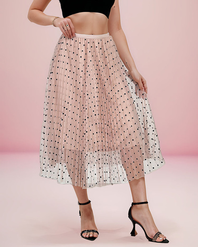 Royalfashion Women's double-layered polka dot midi skirt