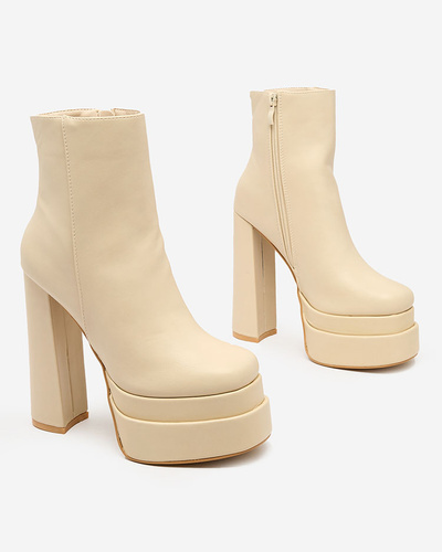 Royalfashion Women's Beige Bersella High Stiletto Booties