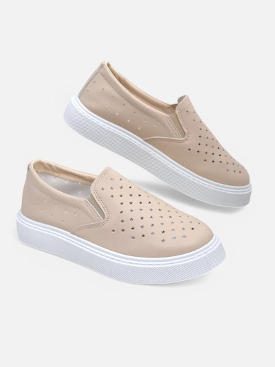 Women's Callista Beige Platform Slip-ons made of Ecological Leather